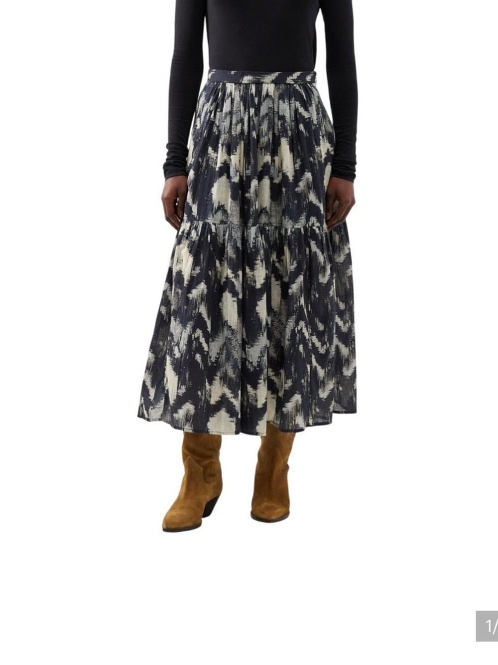 Ba&sh / Amalia ikat cotton midi transitional weather skirt 38 6 US